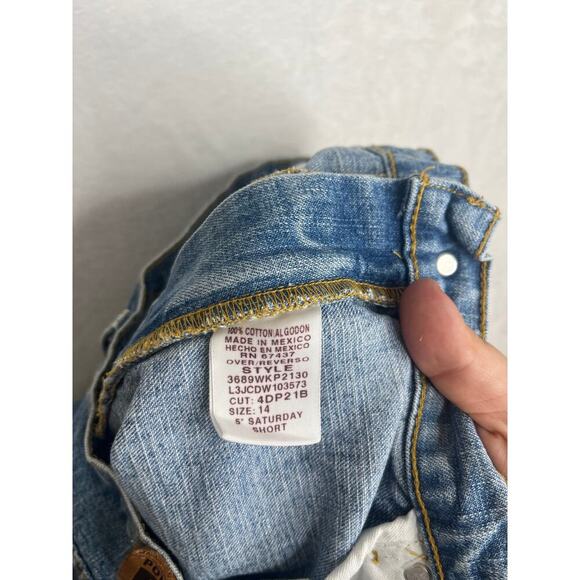 VTG Polo Jeans Co Ralph Lauren Saturday Short Light Wash Denim sz 14 Americanaf - Picture 6 of 9